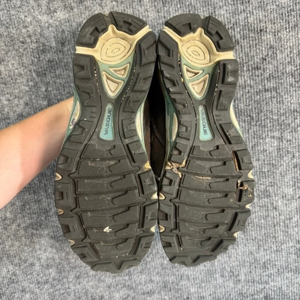 Vasque Women Brown Blue Waterproof Hiking Shoes 7017 M Leather Mesh Low Top 9M